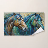 Pferde Aquamarin Badhandtuch Set (Handtuch)