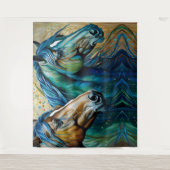 Pferde Aquamarin Wandteppich (Vorderseite)