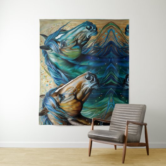 Pferde Aquamarin Wandteppich (Beispiel)