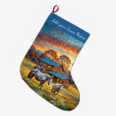 Pferde auf dem Bauernhof Großer Weihnachtsstrumpf (Vorderansicht (hängend))