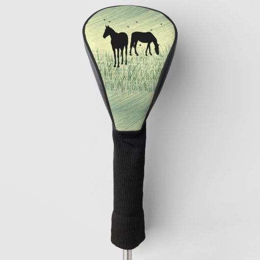 Pferde auf dem Feld Golf Headcover (Vorderseite)