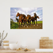 Pferde auf dem Feld Poster (Küche)