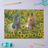 Pferde auf dem Sonnenblumenfeld Seidenpapier (Basteln)