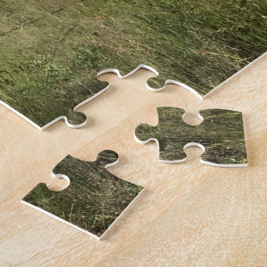 Pferde auf dem Split-Bahnzaun-Foto Puzzle (Seite)