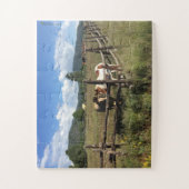 Pferde auf dem Split-Bahnzaun-Foto Puzzle (Vertikal)