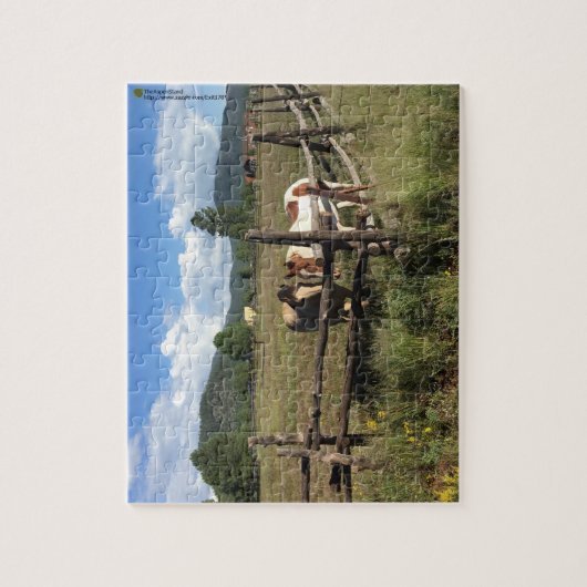 Pferde auf dem Split-Bahnzaun-Foto Puzzle (Vertikal)