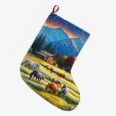 Pferde auf der Farm Wildblumenwiese Großer Weihnachtsstrumpf (Vorderansicht (hängend))