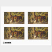 Pferde auf der Porch Rechteckiger Aufkleber (Blatt)