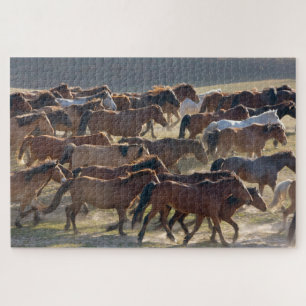 Pferde auf der Ranch, Innere Mongolei, China Puzzle