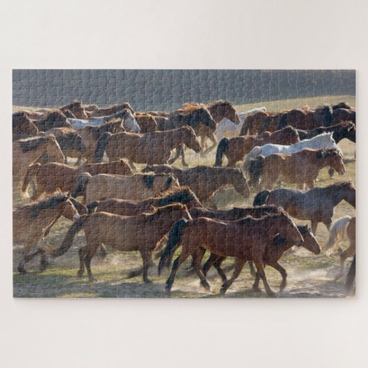 Pferde auf der Ranch, Innere Mongolei, China Puzzle (Horizontal)