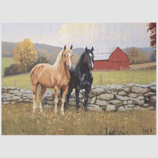 Pferde auf der rustikalen Feldfrucht-Entdeckungsse Seidenpapier (Vorderseite)