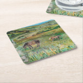 Pferde auf der Wiese Rechteckiger Pappuntersetzer (angewinkelt)