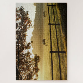 Pferde auf einem Feld am sonnigen Morgen Puzzle