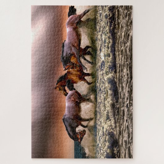 Pferde auf einem Schaummeer Puzzle (Vertikal)