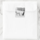 Pferde auf Ranch Quadratischer Aufkleber (Tasche)