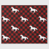 Pferde auf Red Buffalo Kariert Geschenkpapier (Flach)