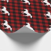 Pferde auf Red Buffalo Kariert Geschenkpapier (Ecke)