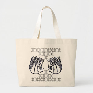 Pferde auf riesiger Taschen-Tasche Jumbo Stoffbeutel