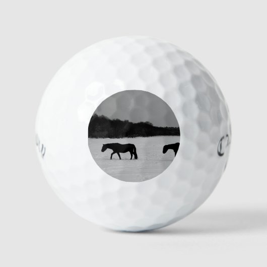 Pferde auf Schnee CSS gbcna Golfball (Vorderseite)