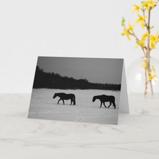 Pferde auf Schnee GCCNA Karte (Gelbe Blume)