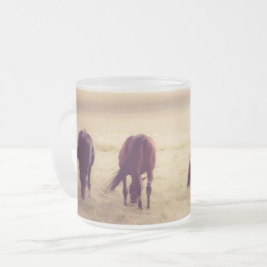 Pferde auf Weide Mattglastasse (Vorderseite Links)