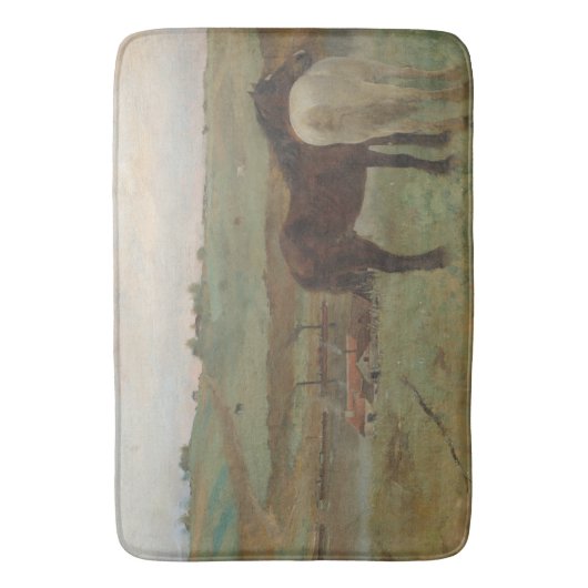 Pferde auf Wiese, Ölgemälde, Edgar Degas Badematte (Vorderseite Vertikal)