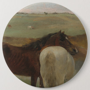 Pferde auf Wiese, Ölgemälde, Edgar Degas Button