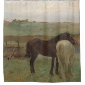 Pferde auf Wiese, Ölgemälde, Edgar Degas Duschvorhang (Vorderseite)