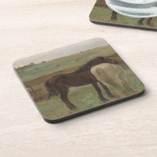 Pferde auf Wiese, Ölgemälde, Edgar Degas Getränkeuntersetzer (Linke Seite)