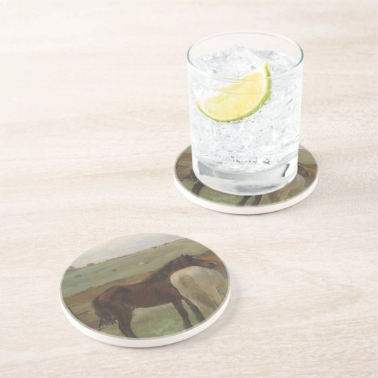 Pferde auf Wiese, Ölgemälde, Edgar Degas Getränkeuntersetzer (Seite)