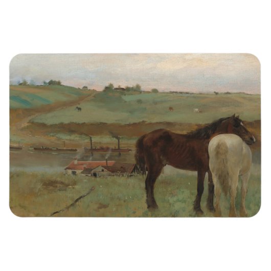 Pferde auf Wiese, Ölgemälde, Edgar Degas Magnet (Horizontal)