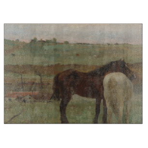Pferde auf Wiese, Ölgemälde, Edgar Degas Schneidebrett