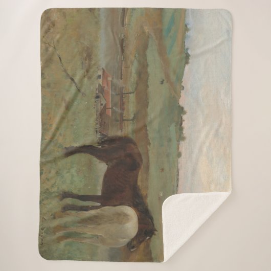Pferde auf Wiese, Ölgemälde, Edgar Degas Sherpadecke (Vorderseite)