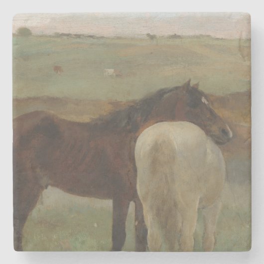 Pferde auf Wiese, Ölgemälde, Edgar Degas Steinuntersetzer (Vorderseite)