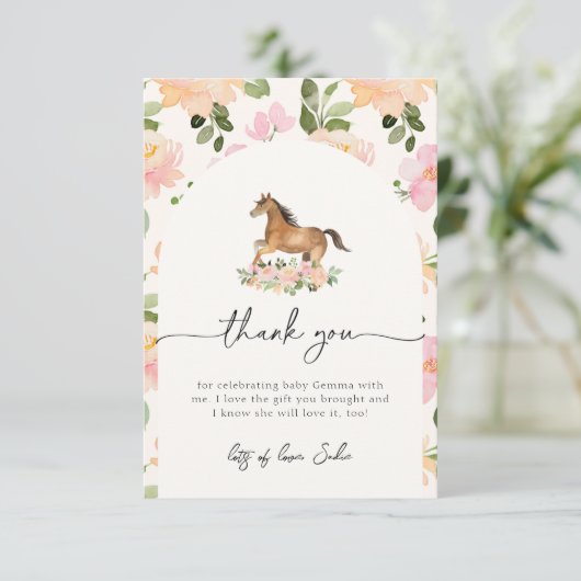 Pferde Baby Dusche Danke Karte (Stehend Vorderseite)