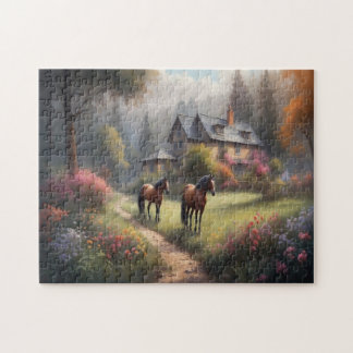 Pferde bei Morgengrauen Puzzle
