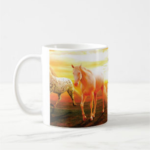 Pferde bei Sonnenuntergang Kaffeetasse