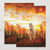 Pferde bei Sonnenuntergang Kissen Dankeskarte (Vorne/Hinten)