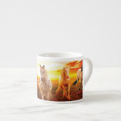 Pferde bei Sonnenuntergang Kissen Espressotasse (Vorderseite Rechts)