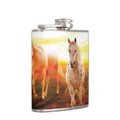 Pferde bei Sonnenuntergang Kissen Flachmann (Rechts)