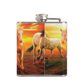 Pferde bei Sonnenuntergang Kissen Flachmann (Rückseite)