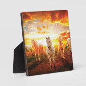 Pferde bei Sonnenuntergang Kissen Fotoplatte (Vorderseite)