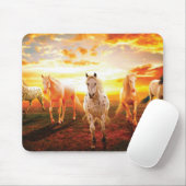 Pferde bei Sonnenuntergang Kissen Mousepad (Mit Mouse)