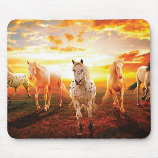 Pferde bei Sonnenuntergang Kissen Mousepad (Vorne)