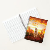 Pferde bei Sonnenuntergang Kissen Notizblock (Innenseite)