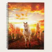 Pferde bei Sonnenuntergang Kissen Planer (Vorderseite)