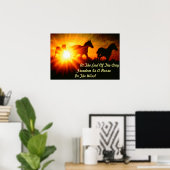 Pferde bei Sonnenuntergang Poster (Heimbüro)