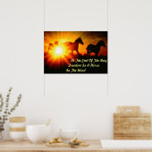 Pferde bei Sonnenuntergang Poster (Küche)
