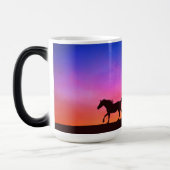Pferde bei Sonnenuntergang Silhouette Tasse (Links)
