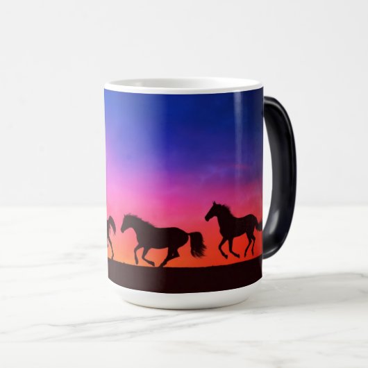 Pferde bei Sonnenuntergang Silhouette Tasse (VorderseiteRechts)
